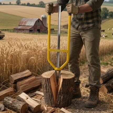 Notion Manual Log Splitter is a heavy-duty, mechanical hand tool designed to split firewood quickly and safely